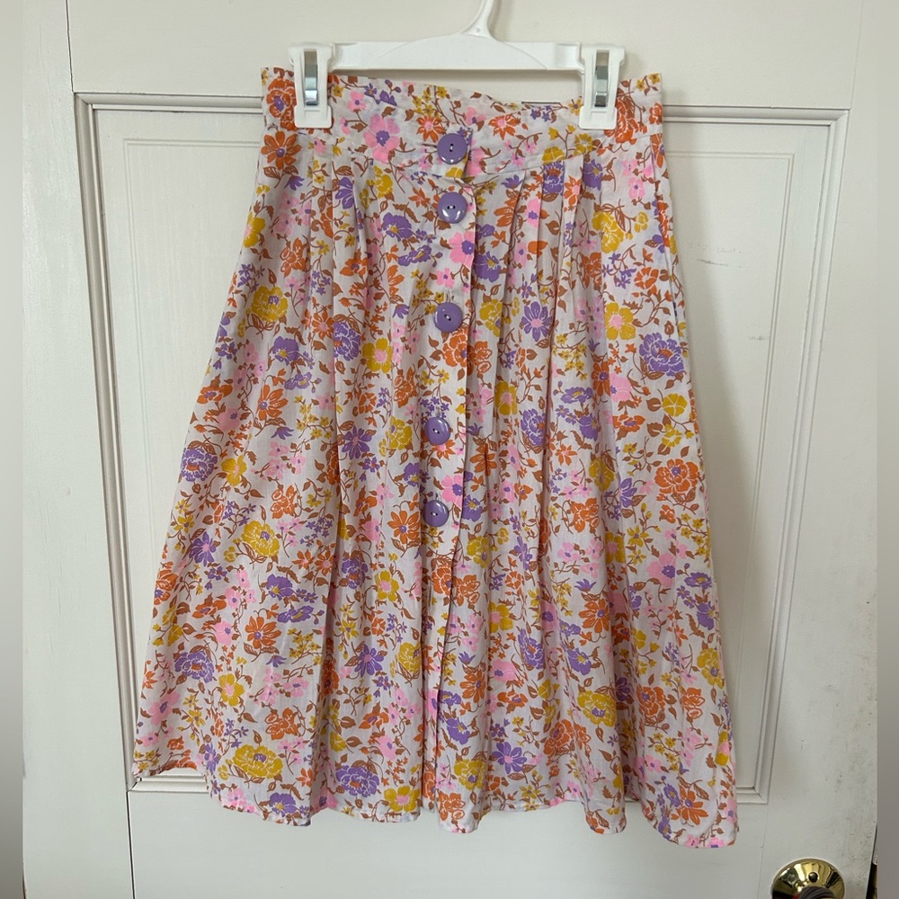 Vintage Floral Midi Skirt